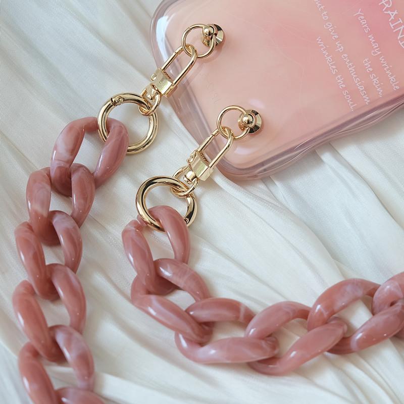 New Phone Accessory Detachable Chain Green Crossbody Resin Luxury Strap Phone Case Chains Acrylic Shoulder Lanyard Hanging Chain