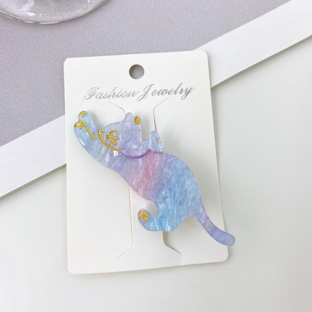 Delightful 8cm Cute Cat Hair Clips For Women Perfect For Fresh And Sweet Looks Rainbow Purple