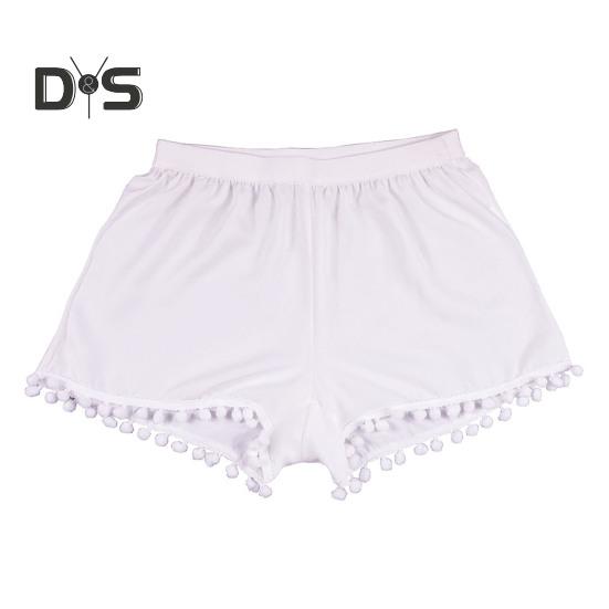 

Женские пляжные шорты, прозрачные тонкие однотонные шорты с высокой эластичной резинкой на талии, быстросохнущие плюшевые шорты с декором в виде мяча, шорты для бикини, летние спортивные шорты для бега L белый
