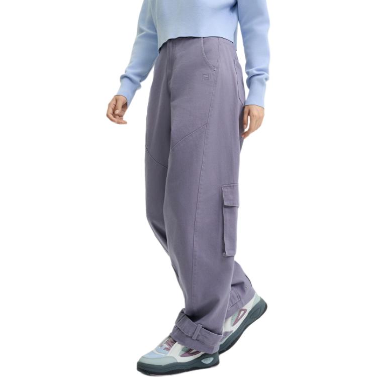 Fila Original Cotton Multi-Pocket Loose Solid Color Outdoor Cargo Pants Women Pants Moon-Gray F51W449801F-DY