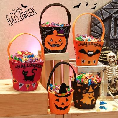 Halloween Pumpkin  Portable Candy Bags Cartoon Pumpkin Black Cat Bat Witch Ghost Kids  Gift Trick Or Treat Happy Halloween Day