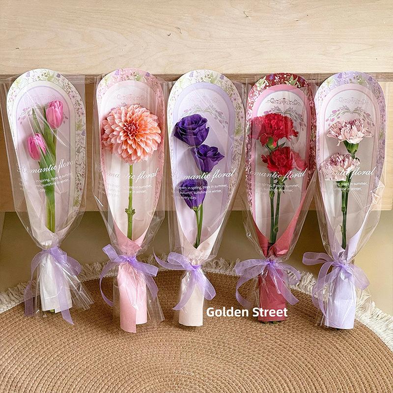 10Pcs Transparent Rose Packaging Bags Flower Bouquet Plastic Bag Bouquet Wrapping Paper Valentine'S Day Wedding Decor