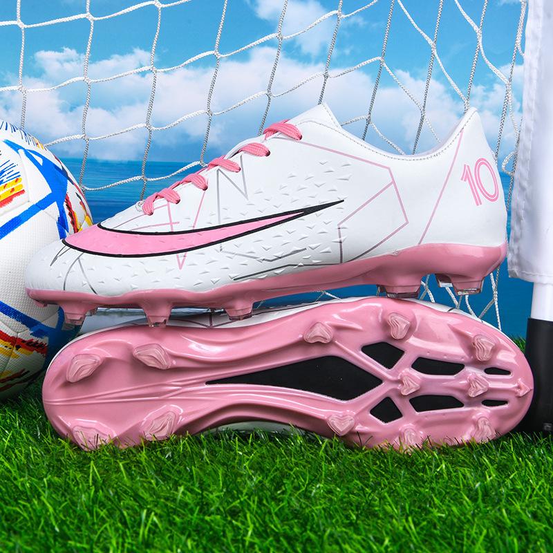 

2025 football shoes low-top spikes artificial turf leather feet boys and girls game student training shoes 2025 35