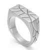 Retro Stainless Steel Rings for Women Men Jewelry Simple Creative Square Stripes with Diamond Grid Texture Ring Wholesale