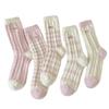 Season Pink Plush Socks Love Embroidery Cat Australian Plush Socks Plush Thickened Warm Sleep Socks