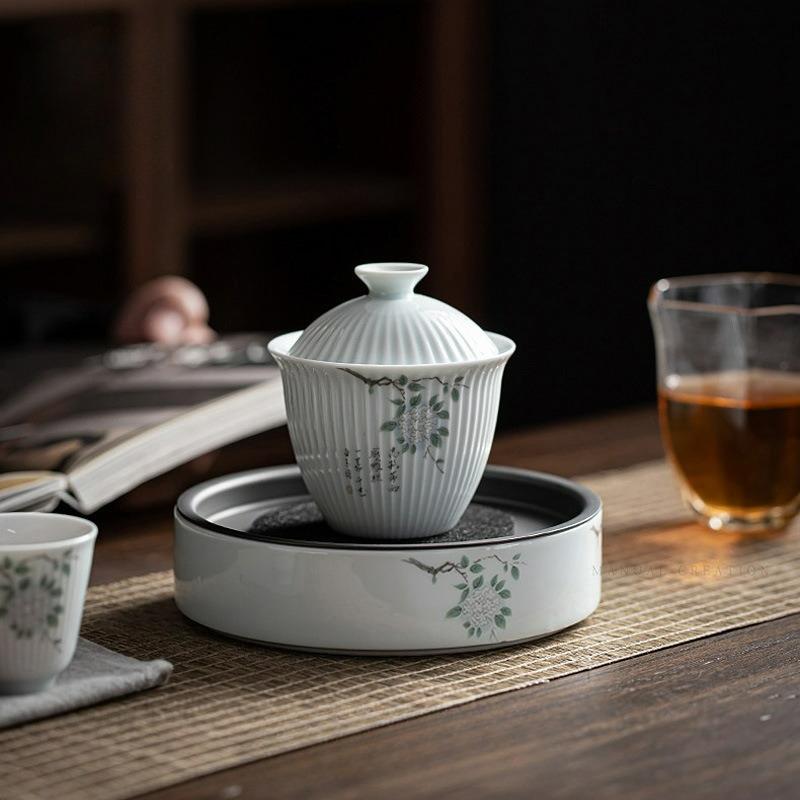 Tazza Gaiwan in Ceramica Fatta a Mano Stile Giapponese Tazza a Coperchio Tazza da Tè per Uso Domestico Tazza a Coperchio per la Preparazione del Tè Accessori per Set da Tè Kung Fu