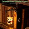Literary Bookshelf Lamp Christmas Vintage Lantern Lamp, Light-up Santa Claus Snowman Reindeer Decor, Hanging Book Divider Label for Reading