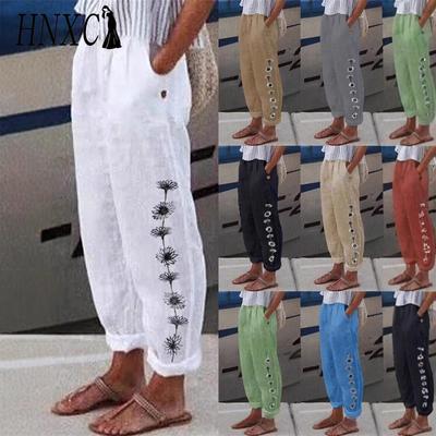 Pantaloni Harem alla Moda Popolari con Stampa Floreale con Tasche a Fiori Pantaloni a Vita Media Streetwear