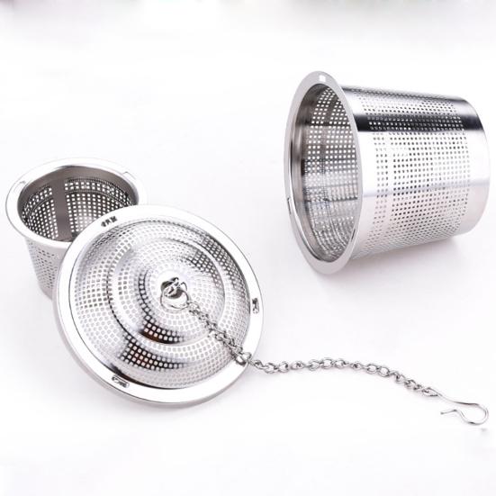 Stainless Steel Loose Tea Leaf Brewing Basket Filter Holder Infuser with Chain