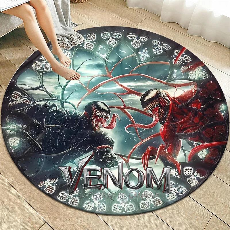 Disney Venom Movie HD Printed Round Carpet Living Room Sofa Chair Bedroom Rugs Flannel Anti-Slip Scary Home Decor Mat