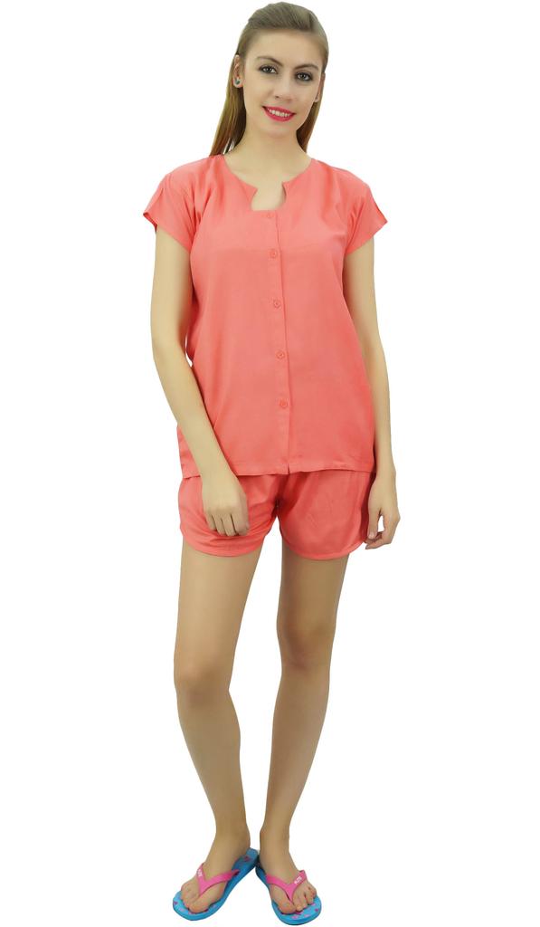 Bimba Womens Black Buttondown Pj 2-Piece Set Shirt & Shorts Night Dress-10