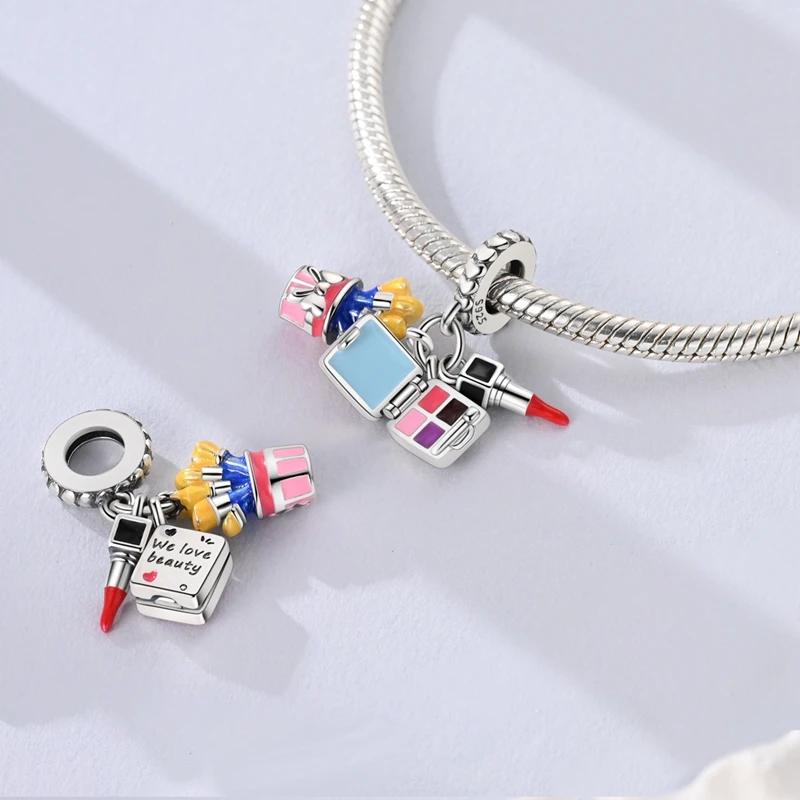 Genuine Charm Copper Creative Cosmetic Lipstick Bead Fits Charm Plata Bracelet For Women Women Jewellery Crafting DoItYourself