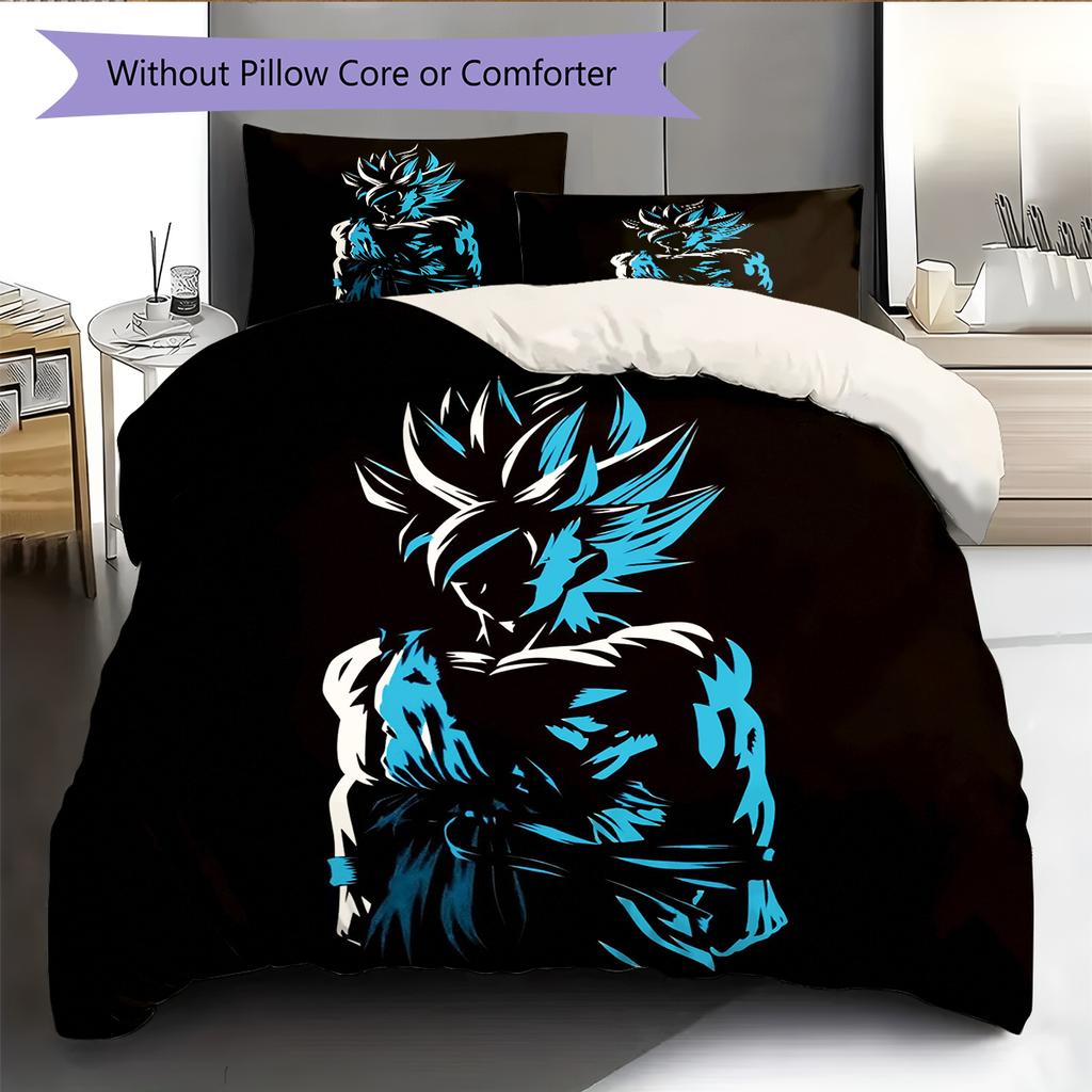 Dragon Ball Son Goku Pattern Bedding Home Decoration Birthday Gift (1 * duvet cover + 2 * pillowcase, without core)