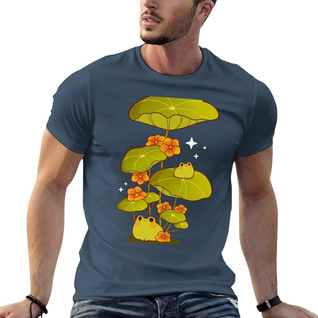 Happy Froggies With Flowers Tshirt Casual Loose Daily Wear Tshirt