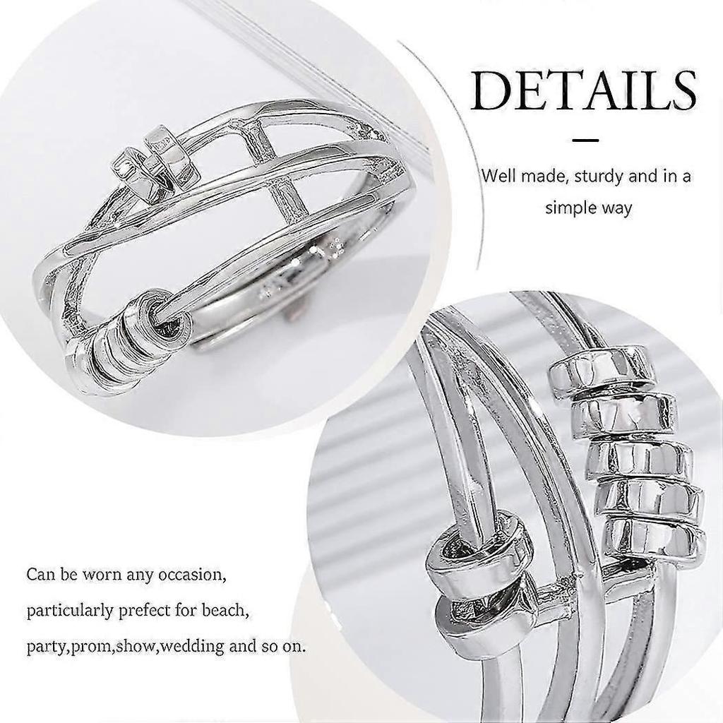 Anxiety Rings Silver Bead Ring Fidget Peace Rings Stress Relief Spinner