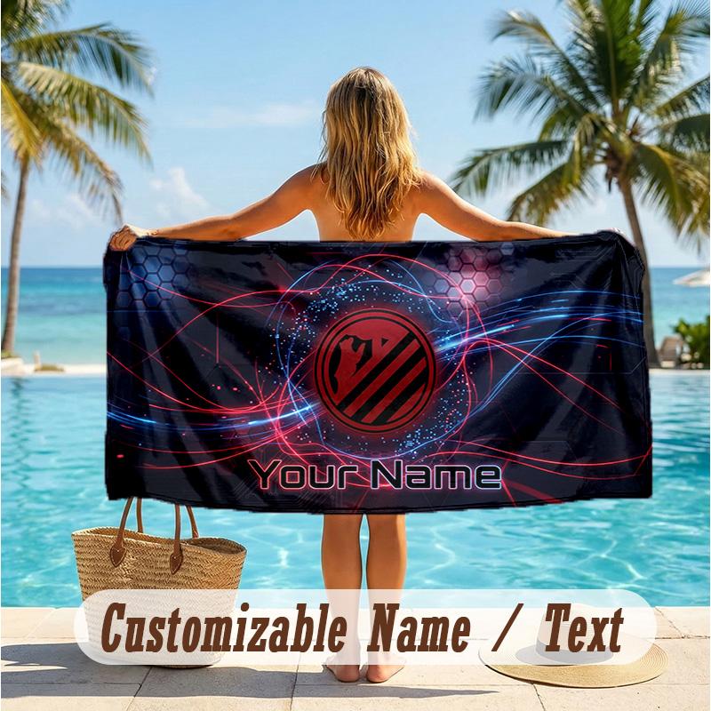 Custom Text Beach Towel, Soft Absorbent Swimming Multi-use TowelAtletico Madrid FC