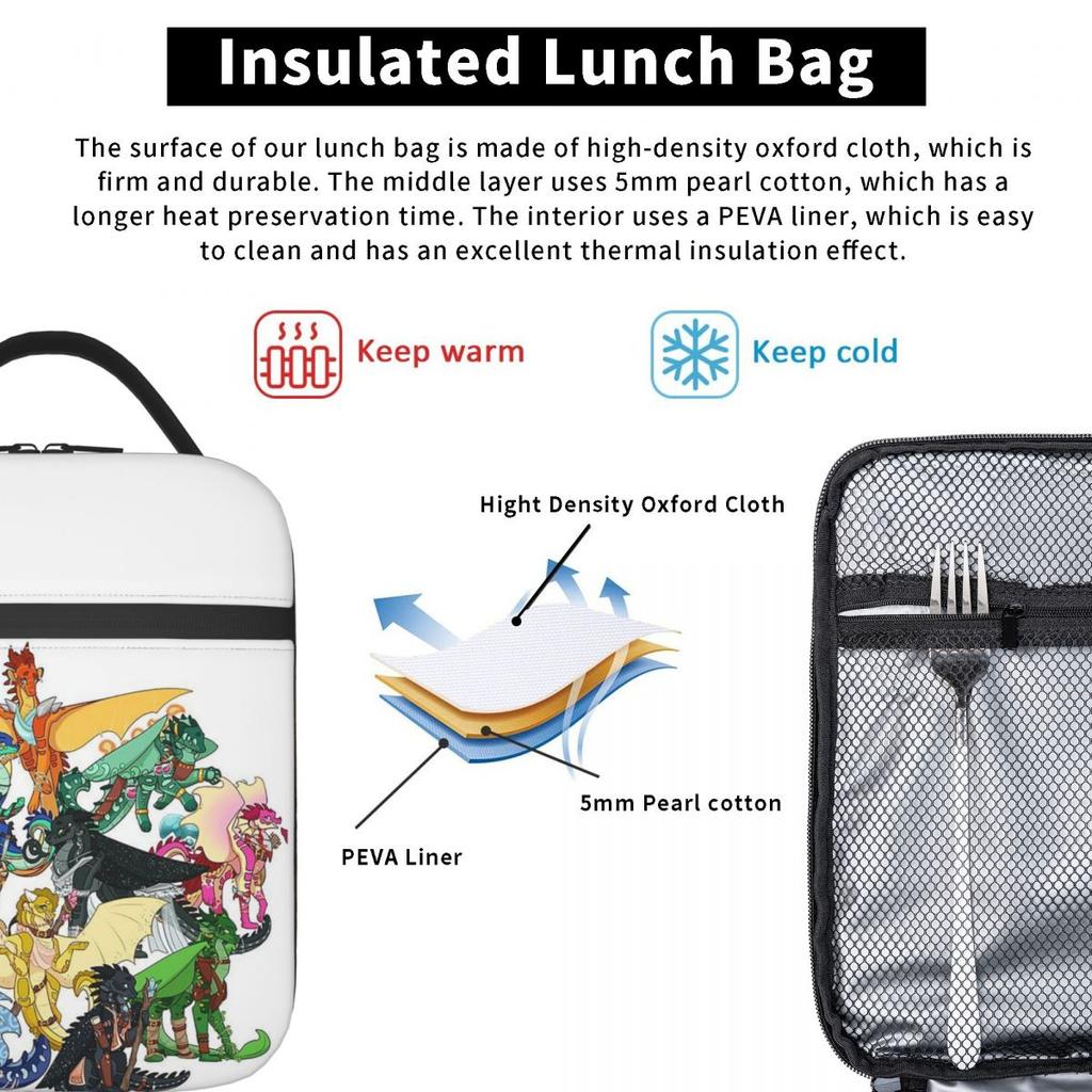 Wing Of Fire All Dragon Insulated Lunch Bag for Women Office Cooler Thermal Food Box Tote Portable Lunch Boxes Container