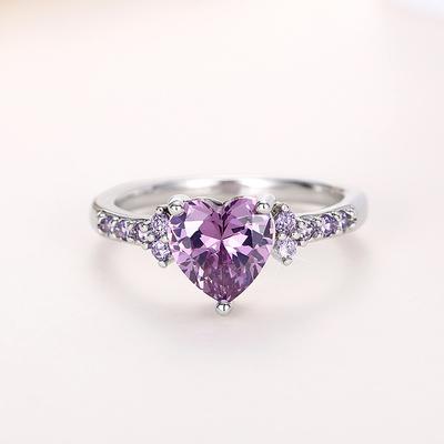 Huitan Purple Love Rings  Color New Fashion Jewelry for Women Wedding Engagement Party Temperament Female Accessories Gift