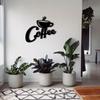 Metal Wall Art Home Decor Coffee Line Artwork Living Room Kitchen Office Gift