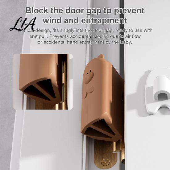 Soft Elastic Door Security Silicone Pinch Guard, Hanging Anti Slam Stopper, Cartoon Bear Design, Child Flexible Stopper Safety Finger Guard