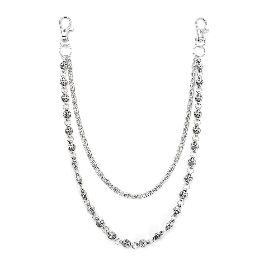 A Harajuku-Style Street Hip-Hop Denim Chain, Personalized Punk-Style Double-Layer Waist Chain, Unisex Accessory серебряный