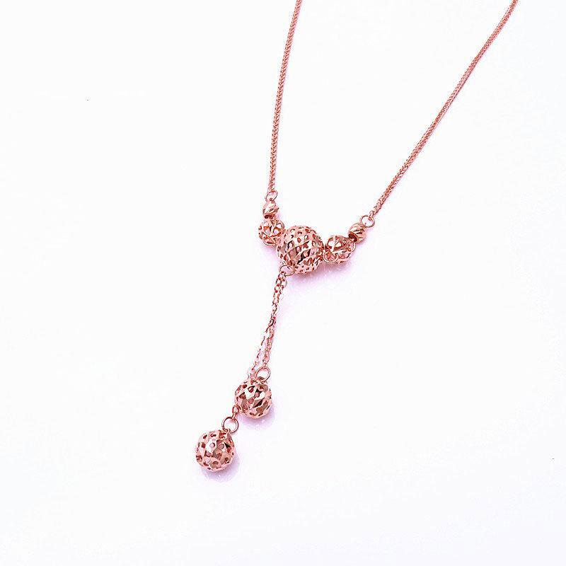 Purple Gold Fringed Ball Necklace Rose Gold Plated Fashion Collarbone Chain Women