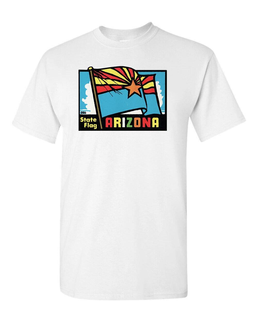 Retro Travel Tee T Shirt Vtg Art Souvenir Arizona State Flag Tourist Art 3XL
