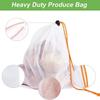 5pcs/set Reusable Produce Mesh Bags Eco Friendly Fruit Vegetable Bags for Kitchen Storage Net Merchandise Bags with Drawstring