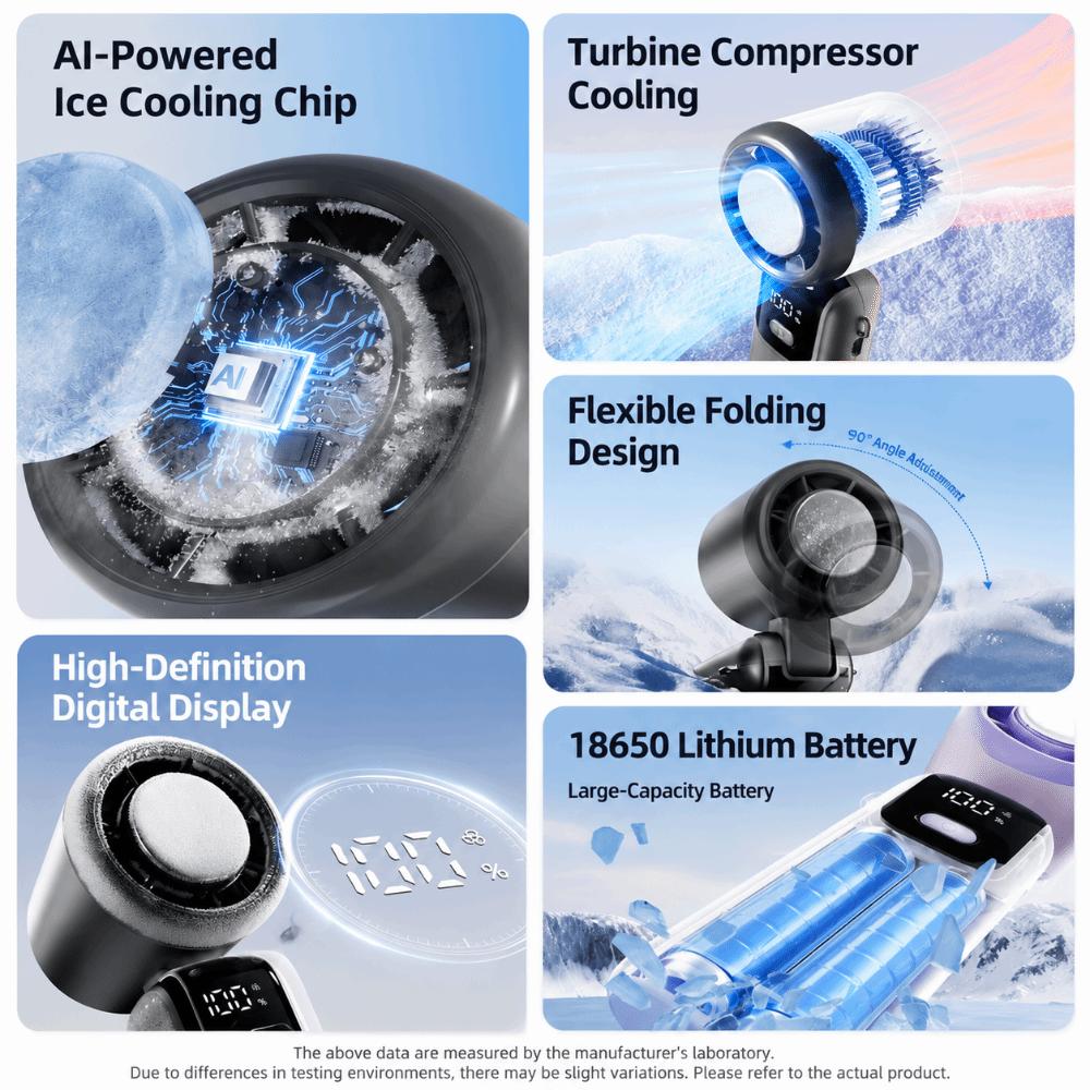 Hangable Handheld Fan 100 Speeds Desk Fan New Ice Cooling Fan  Outdoor
