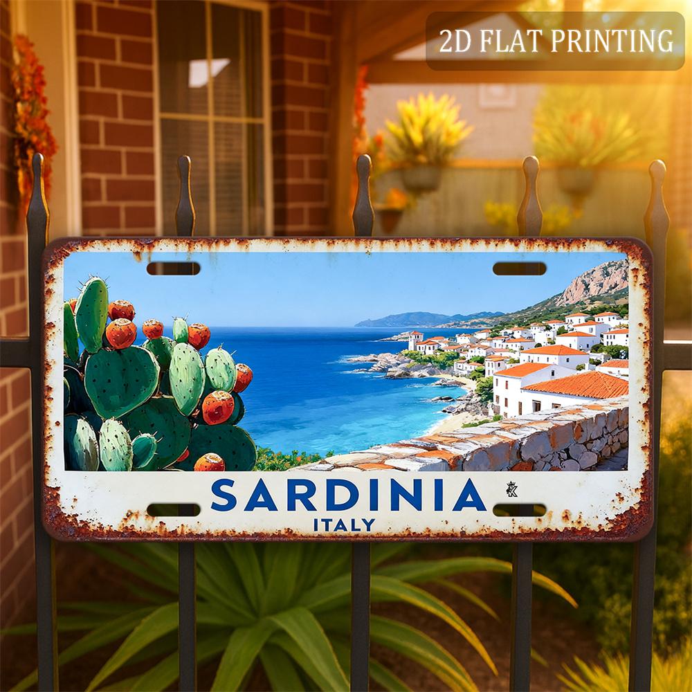 D bemolas pc Sardinija Italija Vintažinis Metalinis Ženklas Aliumininė Sieninė Plokštelė Tinka Tvora Veranda Kiemo Dekoravimui Su Senoviniu Kraštu Retro
