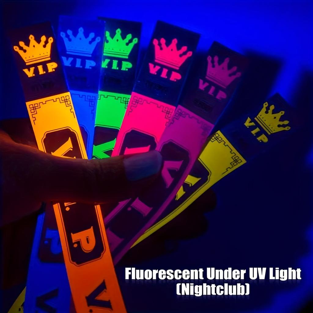 100pcs Neon Glow VIP Wristbands  for Events VIP Synthetic Paper Wristbands VIP Bracelet for Clubs Parks Concerts and Festivals