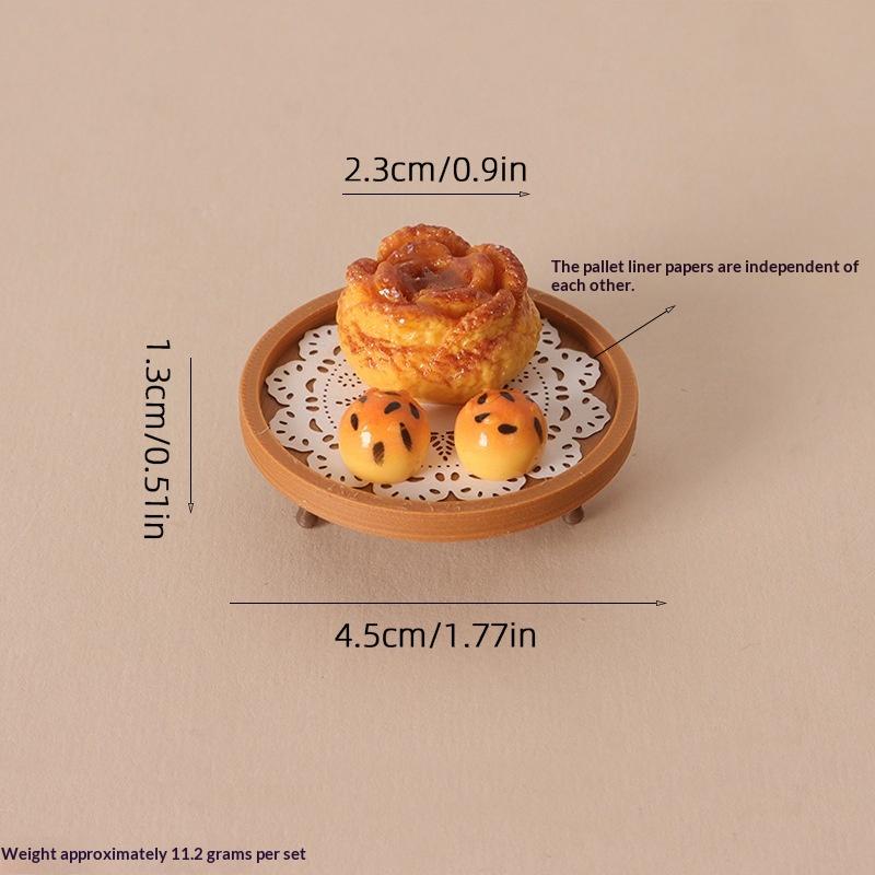 Realistic Dollhouse Miniature Coffee & Pastry Set Food Tray Accessory for Doll House Diorama Art Decor Collection Gift