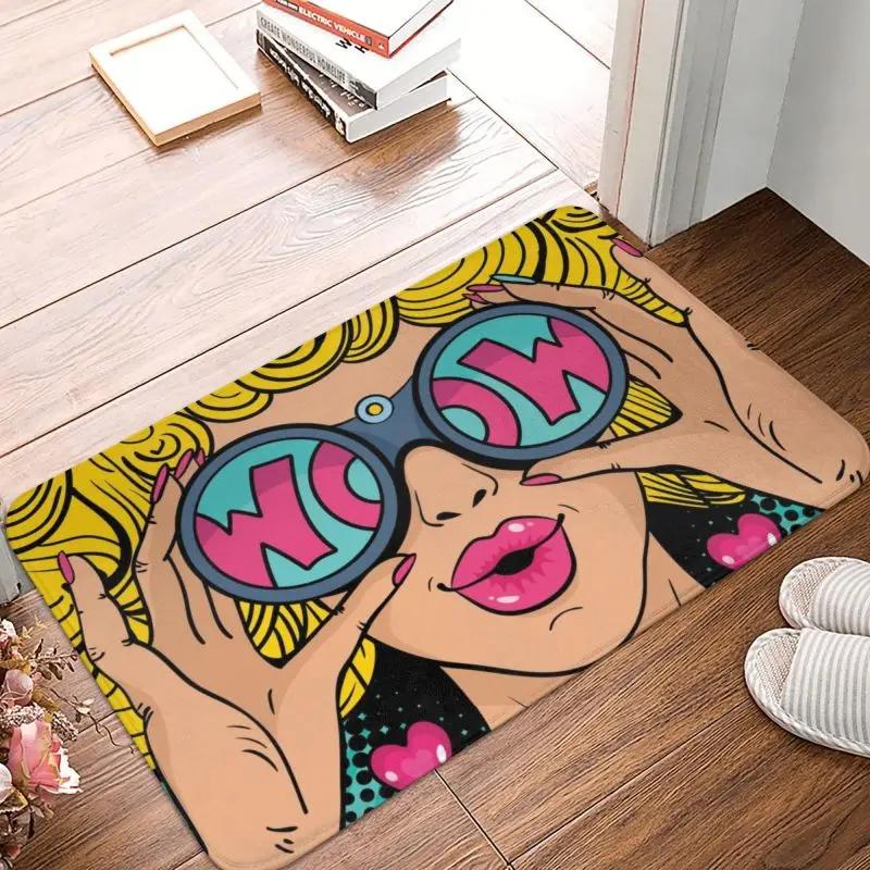 Personnalisé Wow Pop Art Sexy surpris dame paillasson antidérapant entrée cuisine salle de bain sol porte tapis dessin animé fille tapis