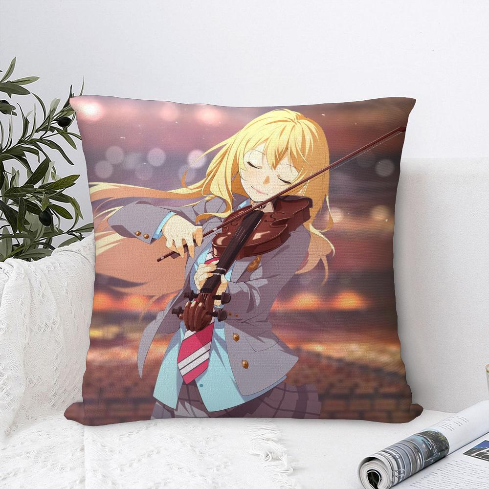 Y-Your Lie In April Pillow Case Sofa Decorative Home Double-sided Print Plush Square Throw Pillow Covers Cushion Decor Cover