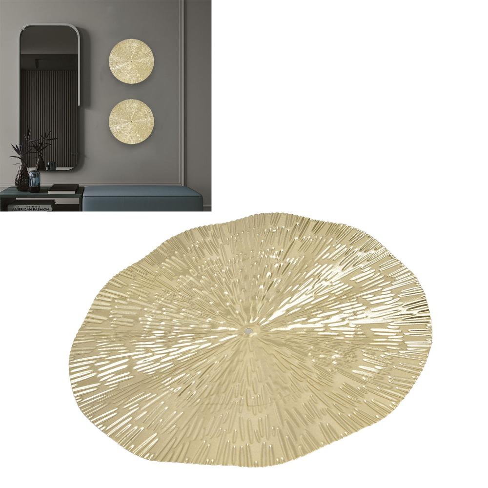 Golden Metal Wall Hanging Iron Circular Wall Ornament Round Iron Wall Art Living Room Wall