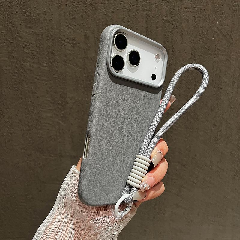 Matte Lichee Soft Silicone Lanyard Phone Case For iPhone 17 16 15 Pro Max 14 Plus 11 12 13 16e X XS XR Hand Wrist Strap Cover