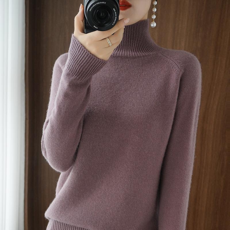 New Autumn and Winter Korean Style Women's Half Turtleneck Long-sleeved Sweater Women's Pullover Bottoming Solid Color Sweater