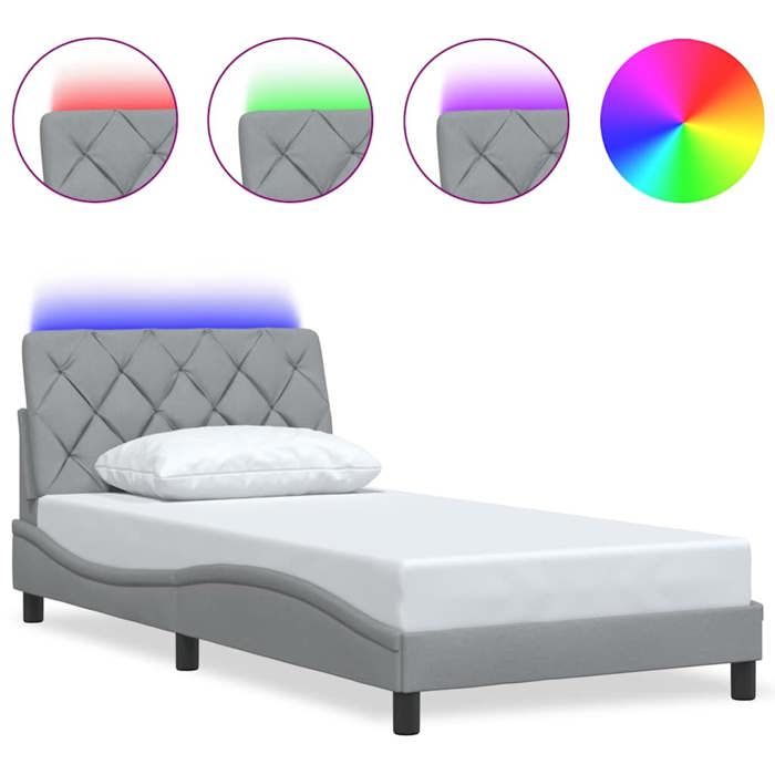 VidaXL Cadre de lit avec LED sans matelas gris clair 100x200 cm tissu 3310650