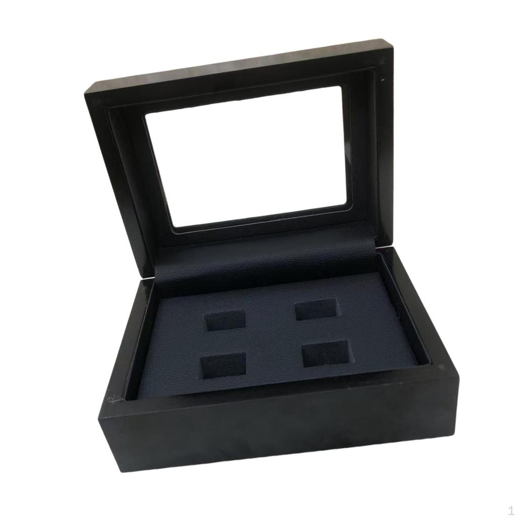 Box with Presentation Stand, Holder, Jewelry Organizer, Wooden Surface Smooth PU Coating,