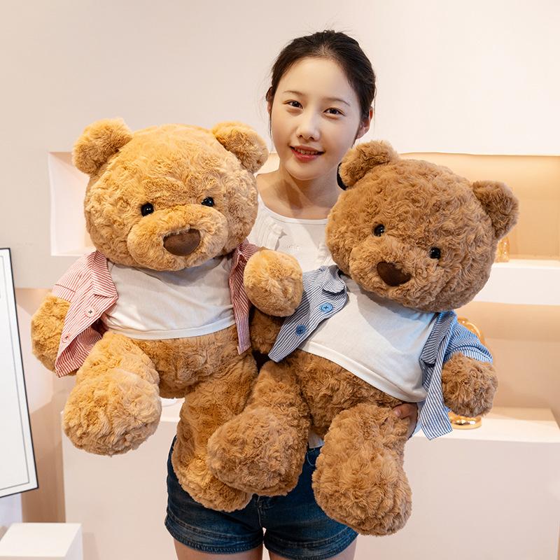 Cute Bear Plush Toys Soft Stuffed Cute Bear Wear Clothes Doll Boys Girls Appease Pillow Kids Baby Birthday Christmas Gift