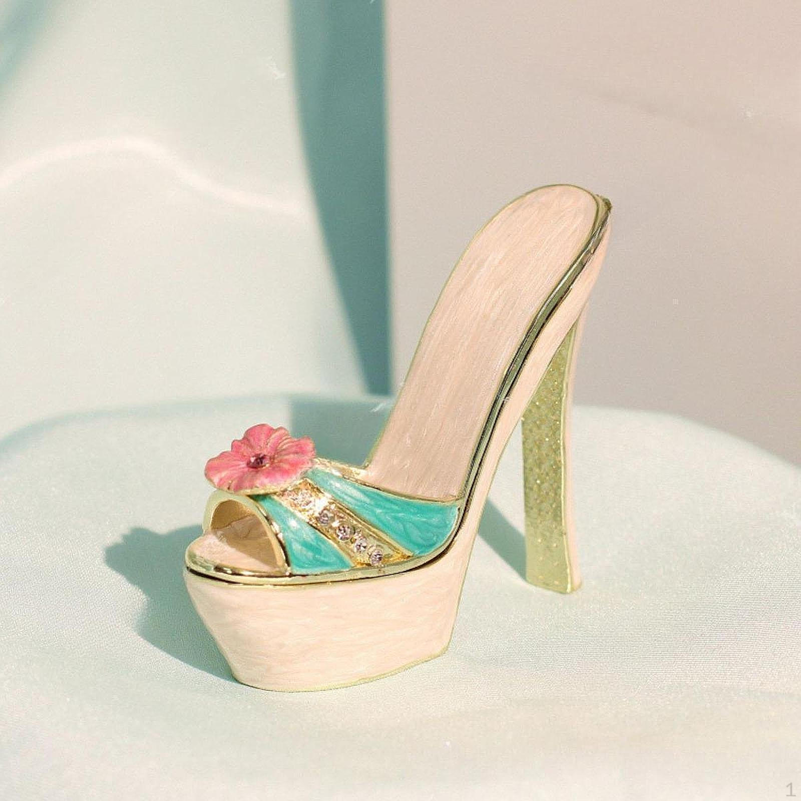 

Эмалированная шкатулка для безделушек, комод для украшений на высоком каблуке, футляр для хранения коллекции из сплава белый