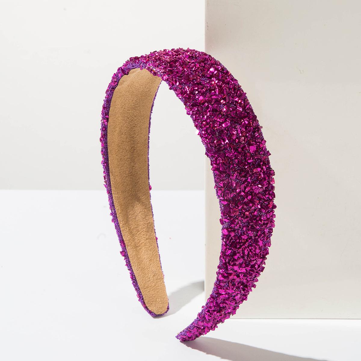 

Fashion Dopamine Color Series Versatile Headband for Women Simple Solid Color Rainbow Stone Shiny Wide Headband Hair Accessory ярко-розовый