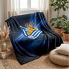 Coperta in Morbido Pile di Flanella FC Real Sociedad Leggera Accogliente Calda Coperta da Lancio per Divano Letto Arredamento per la Casa