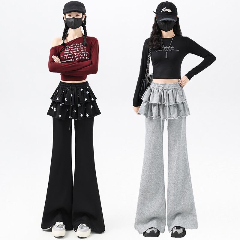 Falda con Dobladillo de Estrella Falsa de Dos Piezas para Niña 2026 Pantalones de Microcampana Adelgazantes - Estilo Casual de Primavera