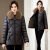 New winter Korean version slim and thin big fur collar padded jacket women's medium and long padded clothes slim fashion padded clothes