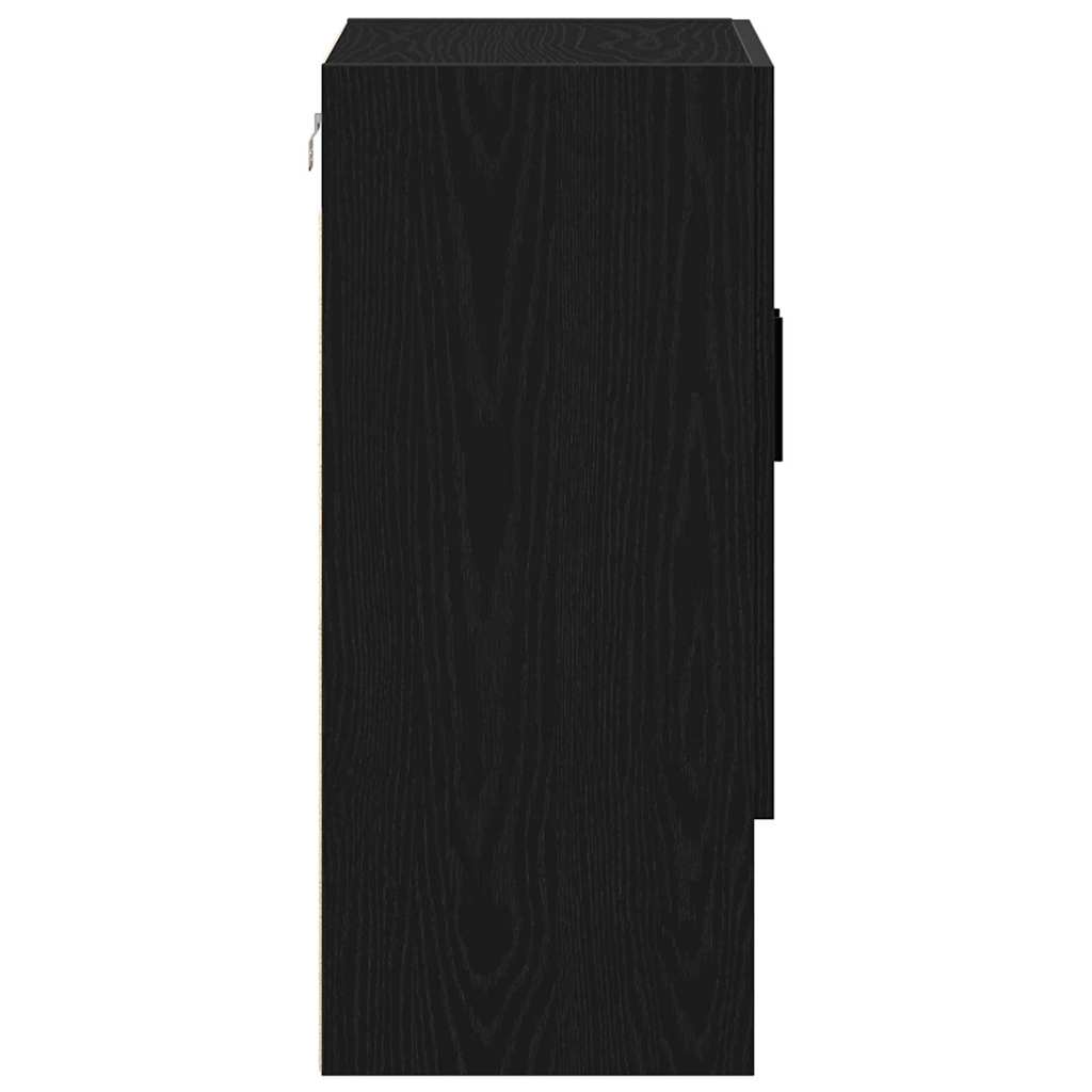 Wall Mounted Cabinet in Black Oak Finish 60 x 31 x 70 cm