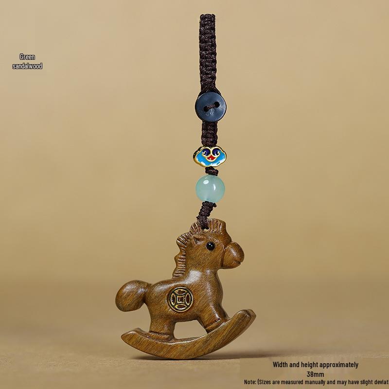 Zodiac Horse Keychain Pendant: Rocking Horse Charm for Car & Safety Ornament