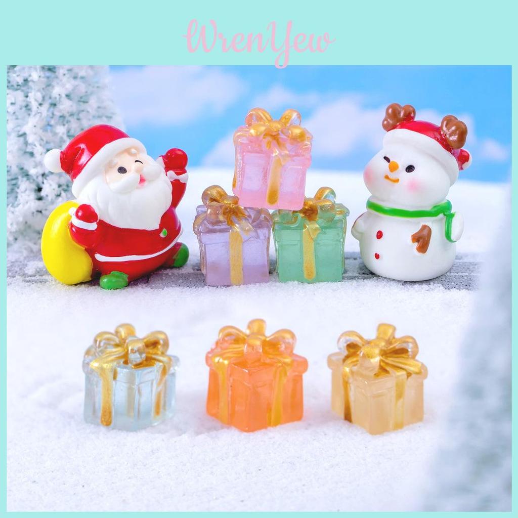 Charming Resin Craft Luminous Gift Box Diy Miniature Night Light Car Ornament Six Colors