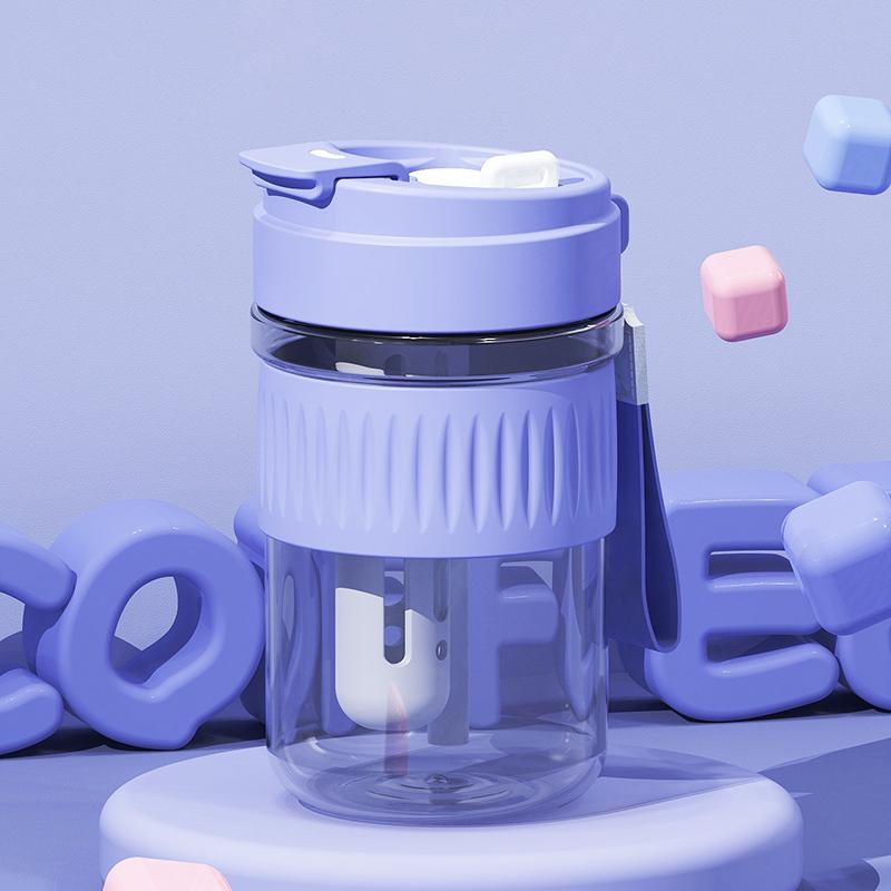 

Большая емкость, переносные, устойчивые к падениям пластиковые стаканы для воды, бутылки для воды и переносные кофейные чашки с простыми трубочками 501-600ml фиолетовый