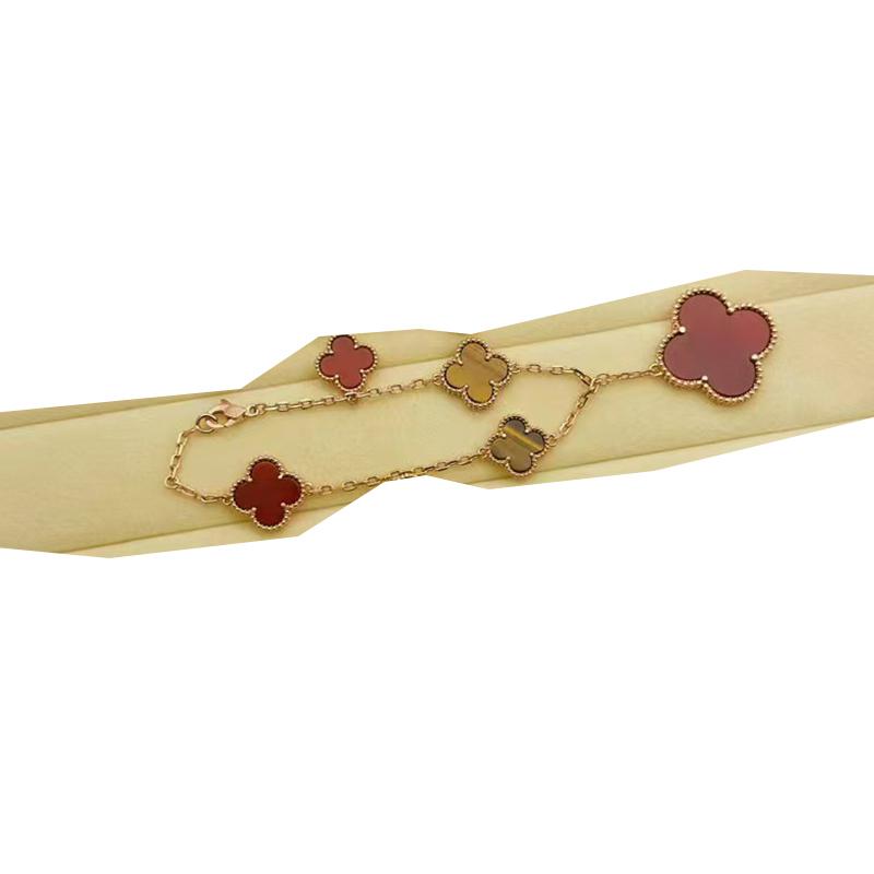 Bransoletka Seiko Wysokiej Jakości V Złoto Czterolistna Koniczyna Rozmiar Asymetryczna Pięciokwiatowa Naturalna Masa Perłowa Bransoletka Damska